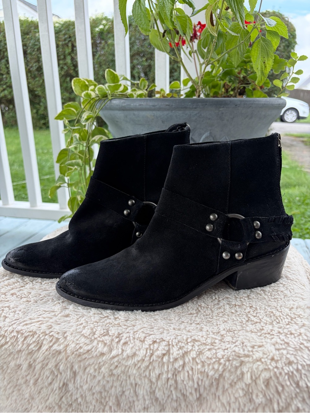 Seven7 Black Suede Studded Ankle Boots